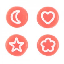 Acrylic beads Icon mix Neon coral red